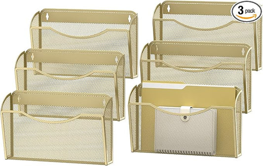 MINDEPOT Wall File Organizer,Hanging Wall Mounted File Folder Binder Holder Mail Organizer for Office,Home and School Supplies