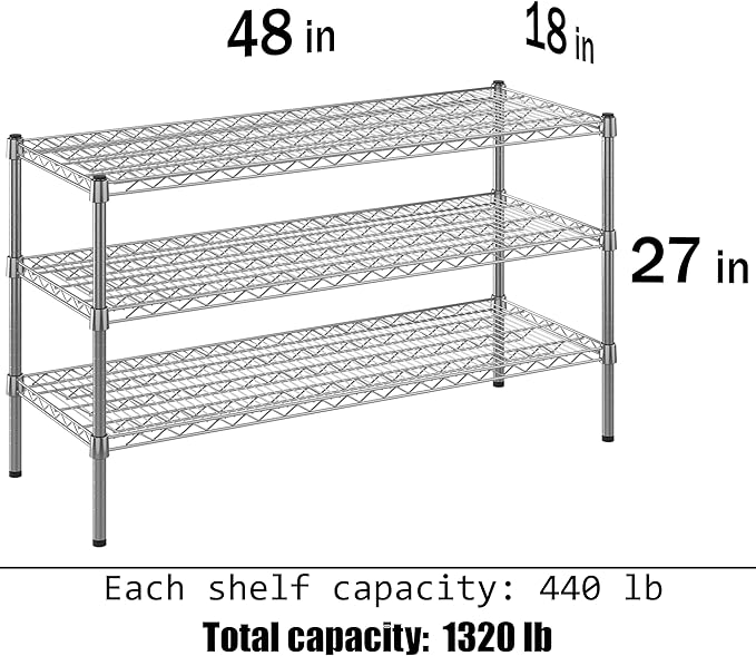 Regal Altair 18" Deep x 48" Wide x 27" Height Wire Shelving Kit | 3-Tier | NSF Commercial Storage Rack Unit