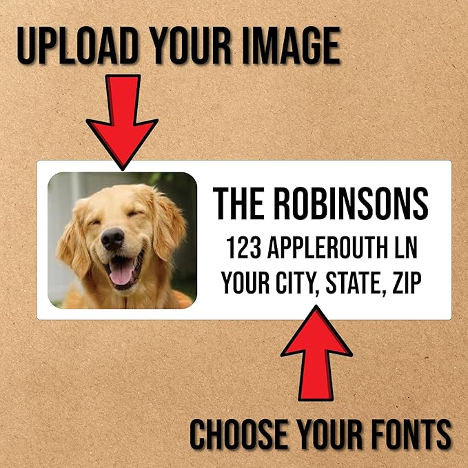 Address Labels Personalized | Upload Your Photo Image or Logo | Custom Return Address Stickers on Sheets | (120-1000) Full Color on White Print Your Own