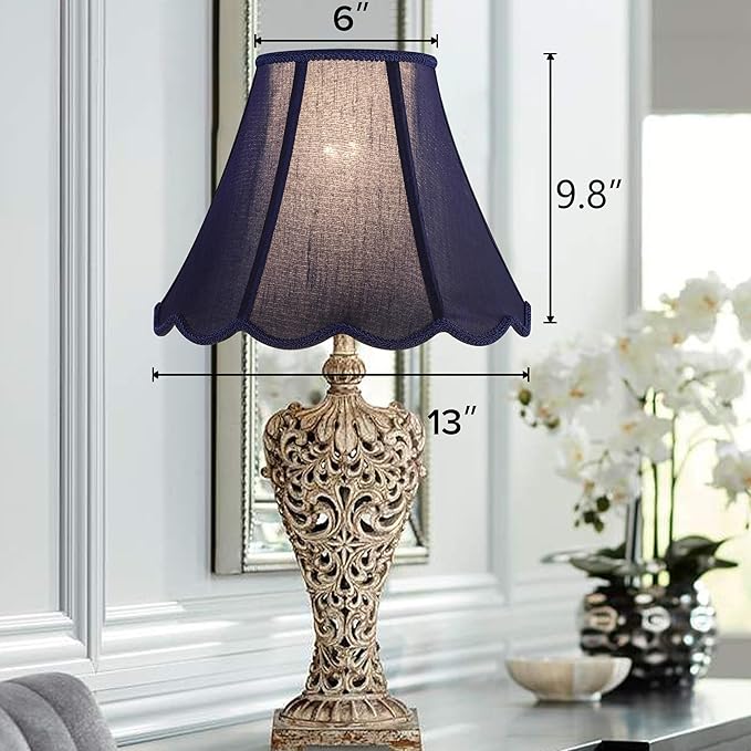 GOSO Set of 1 Leaf Scalloped Lamp Shade Blue, 6×13×9.8 Inch Spider Lamp Shade for Table Lamp,Floor Lamps Replacement Braids with Petal Edges,Easy Assembly Art Decor Bell Shades for Bedroom