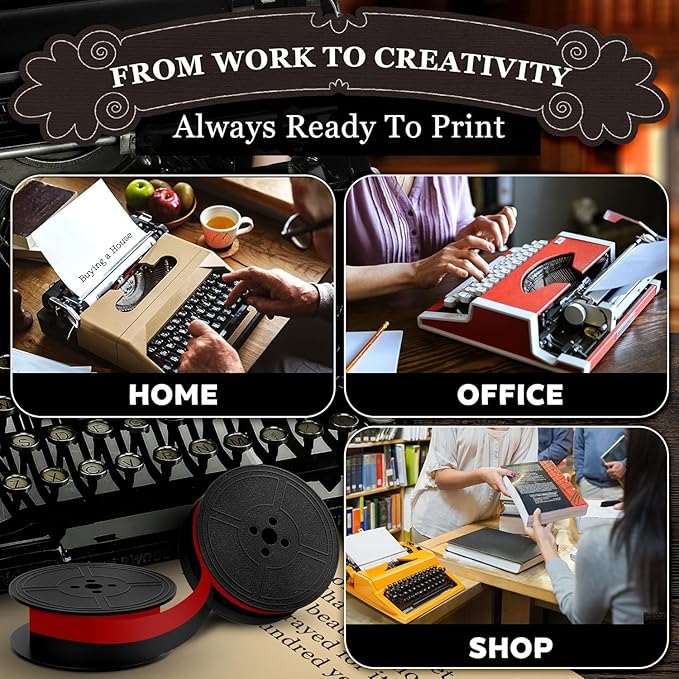 4 Pcs Universal Typewriter Ribbon Pack – Black and Red Typewriter Ribbon – 0.2 Inch/5 mm Central Aperture, Durable Twin Spool Replacement for Clear Prints, Smooth Operation & Reliable Performance