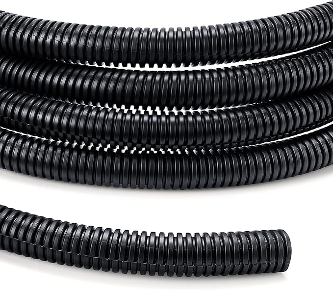 Wire Loom Tubing 1/4"-10ft 3/8”-10ft 1/2”-10ft, YCLYC Split Loom Cord Protectors, Flexible Wire Conduit Automotive, Black