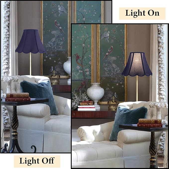GOSO Set of 1 Leaf Scalloped Lamp Shade Blue, 6×13×9.8 Inch Spider Lamp Shade for Table Lamp,Floor Lamps Replacement Braids with Petal Edges,Easy Assembly Art Decor Bell Shades for Bedroom