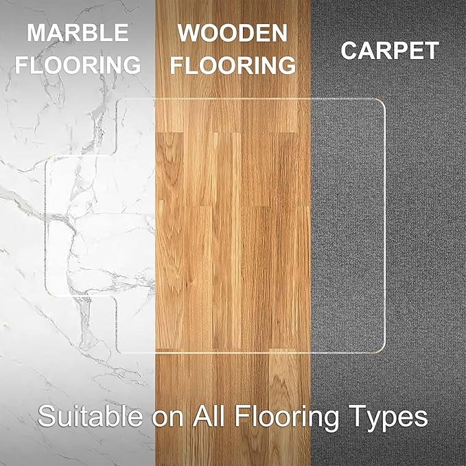 MESAILUP Beveled Edge Irregular Office Chair Mat with Lip for Carpet or Hardwood Floor Crystal Clear 48" x 60" Smooth Glide and Easy Roll On/Off, Heavy Duty and Non-Slip Pad Floor Chair Mat with Lip