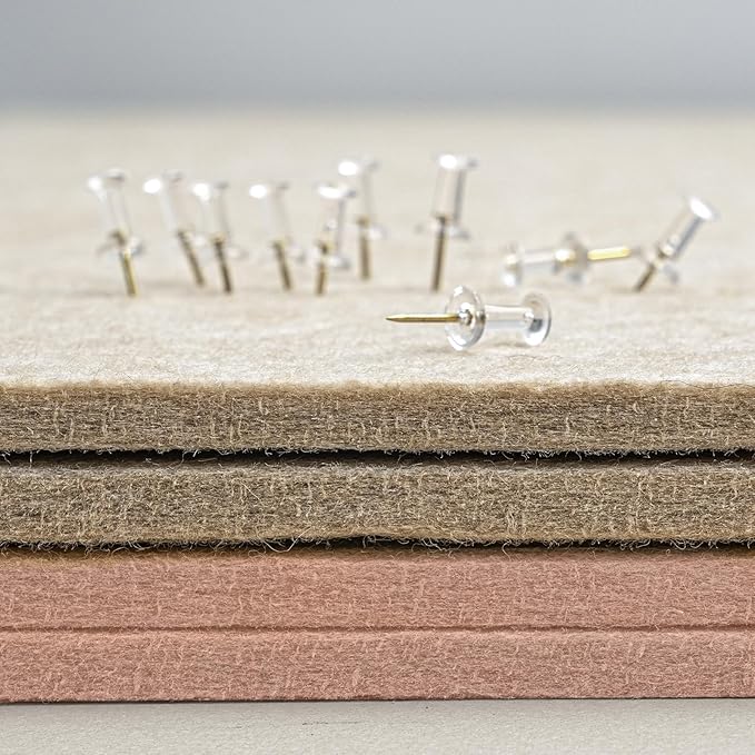 Bulletin Board, 36 x 24 inches Felt Board - Decorative Pin Board, Cork Board Alternative for Wall, 3' x 2' Foldable Self-Adhesive Vision Board Prayer Board with 20 Pushpins - Mauvey Pink