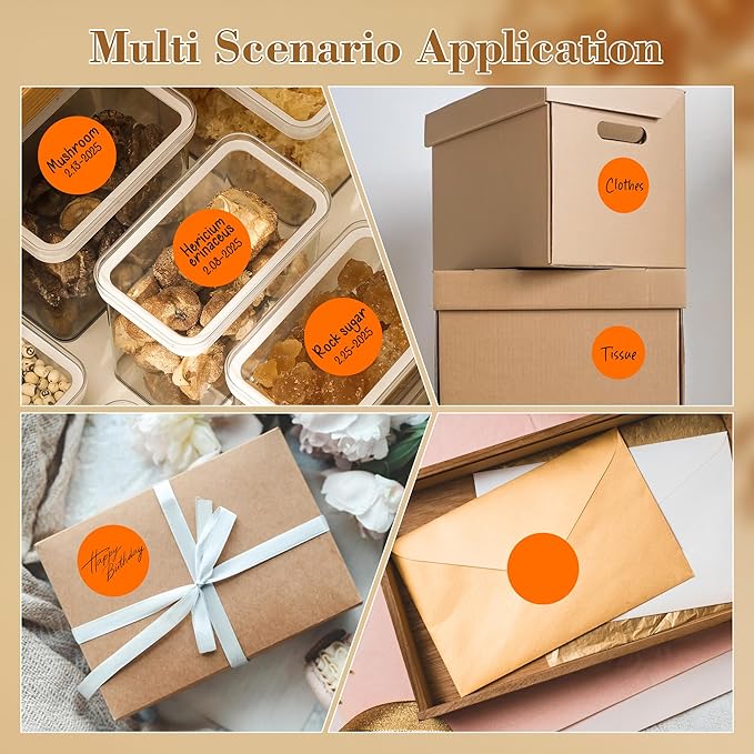 2 Inch Color Coding Round Labels (2000Pcs, 4 Rolls) - Round Color Dot Stickers for Inventory, Pantry, Warehouse Organization - Orange Circle Dot Labels