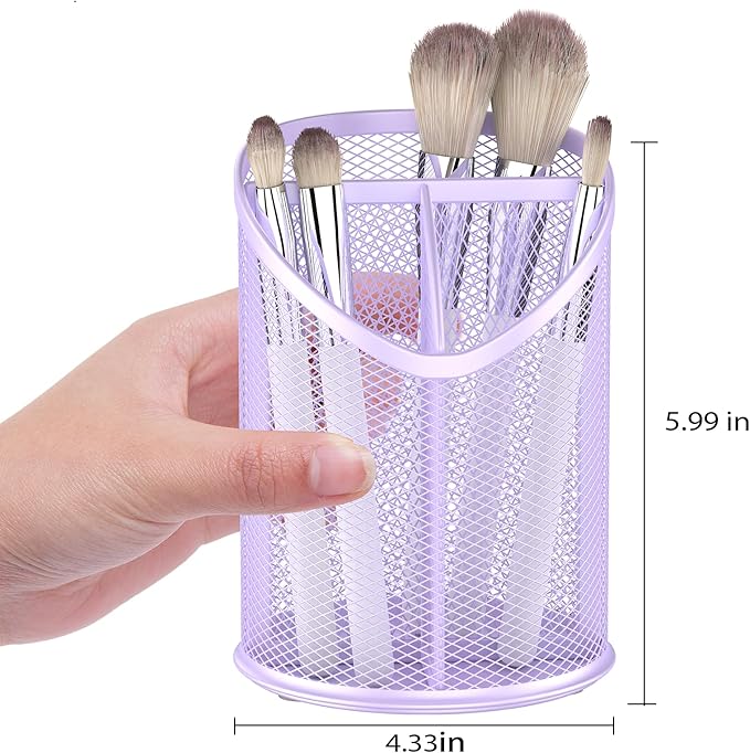 Delifox 2 Pack Pen Holder Mesh Round Pencil (Purple)