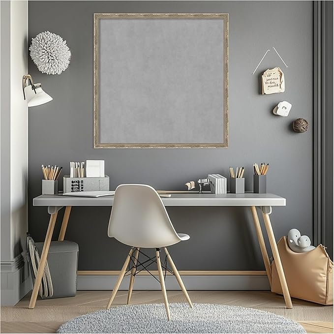 Amanti Art Silver Framed Magnetic Board 26x26 Medium Vision Board for use with Magnets, 100% Metal Sheet to Display Items as Office Decor or for Home Organization in mudroom, Kitchen or Kids Room