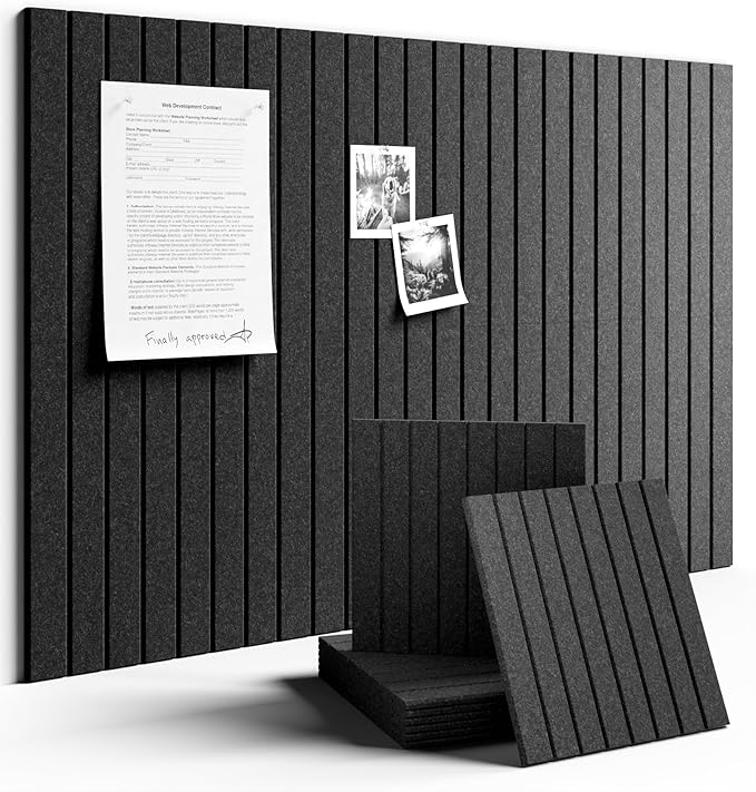 Fluxynara Large Felt Bulletin Board 36" x 24" Cork Board Alternative-6 Pack with 40 Safe Removable Adhesive Tabs, Cork Boards for Walls Cork Board for Home Office Classroom Pin Board (Charcoal Gray)