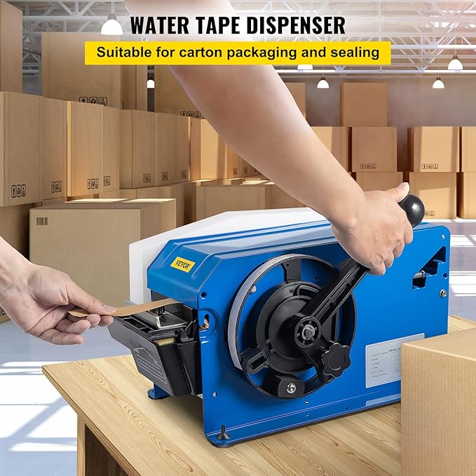 VEVOR Water-Activated Tape Dispenser, Maximum 39.4" x 3.94" Tape, Adjustable Length, Width & Water Level, Manual Tape Dispenser w/Water Brush, Carton Packaging for Express Box, Gift Box