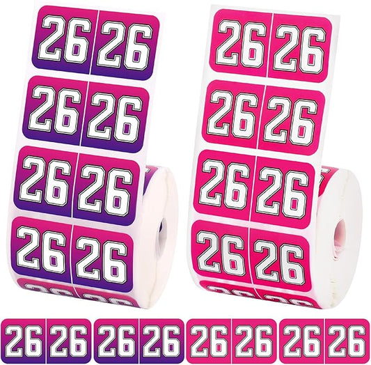 1000pcs 2026 Year Stickers, 3/4x1-1/2 Inch 26 Year Colored Self-Adhesive Stickers File Folder Labels Decals for Tab File Folders Office Supplies (Rose Red and Gradient)
