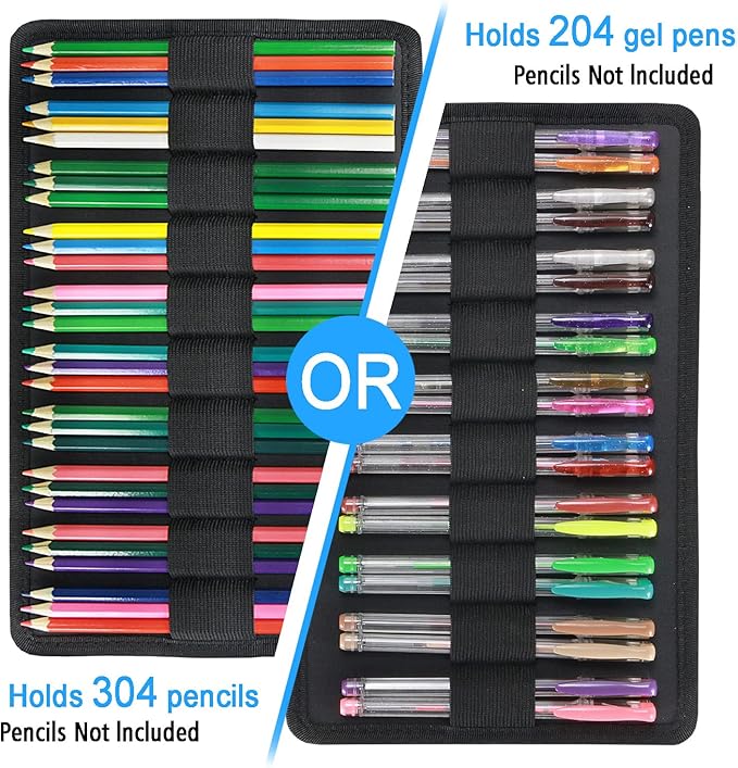 YOUSHARES Big Capacity Colored Pencil Case - 300 Slots large Pen Case Organizer with Multilayer Holder for Prismacolor Colored Pencils & Gel Pen (Purple Pink Rose)