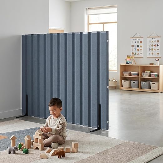 Angeles 48" x 6' Quiet Divider With Sound Dampening Panels, Freestanding Room Divider Wall, Gray