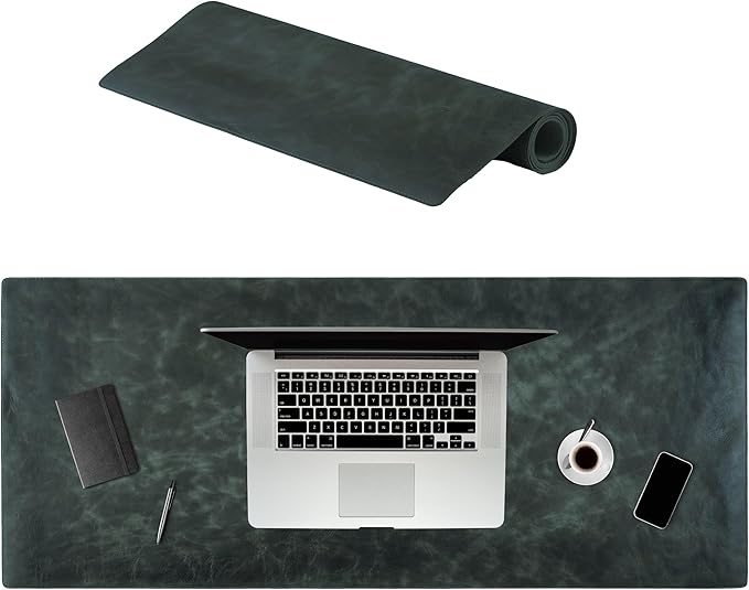 Node Leather Calfskin Leather Desk Pad – Executive Office Desk Mat with Non-Slip Bottom – Smooth Surface for Mouse & Keyboard – Wide Desk Protector 15 3/4" x 38" – Real Leather Desk Blotter