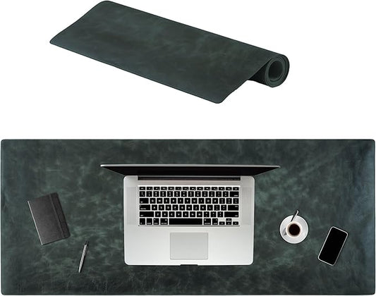 Node Leather Calfskin Leather Desk Pad – Executive Office Desk Mat with Non-Slip Bottom – Smooth Surface for Mouse & Keyboard – Wide Desk Protector 15 3/4" x 38" – Real Leather Desk Blotter