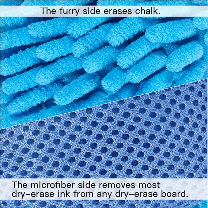 SITHON 4 Pieces Magnetic Microfiber Shag Whiteboard Eraser, Washable Microfiber Shag Dry Erase Board Eraser for Markers, Chalk, Home and Office (Gray/Green/Blue/Pink)