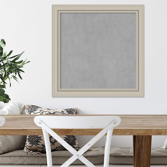 Amanti Art Silver Framed Magnetic Board 24x24 Medium Vision Board for use with Magnets, 100% Metal Sheet to Display Items as Office Decor or for Home Organization in mudroom, Kitchen or Kids Room