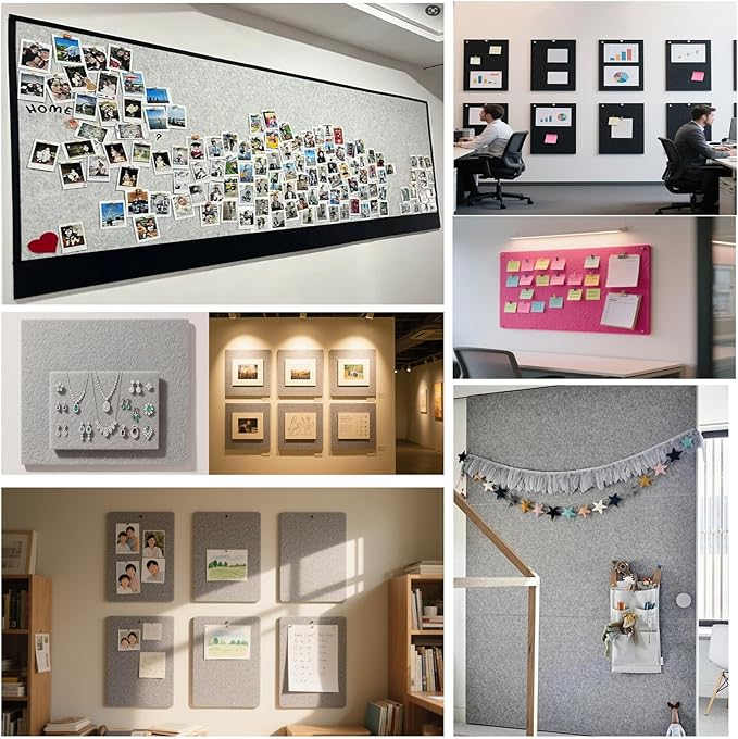 9 Pack Large Cork Board Bulletin Board for Wall 95x47in Self Adhesive Bulletin Board Felt Board for Office School Home Decorative Wall Decor(Size:Each 80x40cm/31.5x15.7 in,Color:Black)