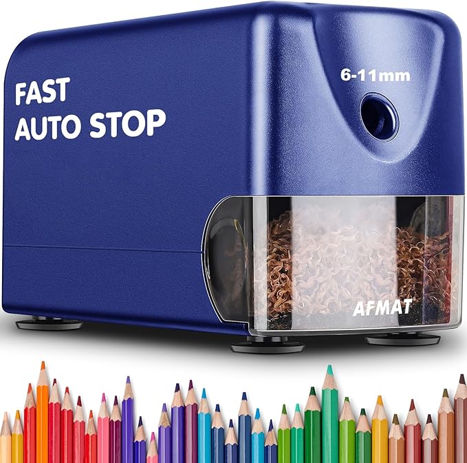 AFMAT Heavy Duty Electric Pencil Sharpener for 6-11mm Colored Pencils, Classroom Pencil Sharpeners for Large Pencils, Auto Stop Pencil Sharpener Plug in, Fast Sharpen in 3s, Sharp Point, PSX3