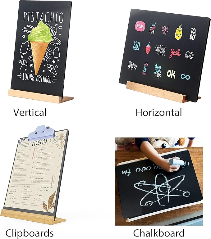 8.6x11.7 in Small Chalkboard Signs with Stand for Tabletop Decor Double Sided Mini Chalkboard for Restaurant Food Menu, Kids Message Board, Wedding Party (1 Pack)