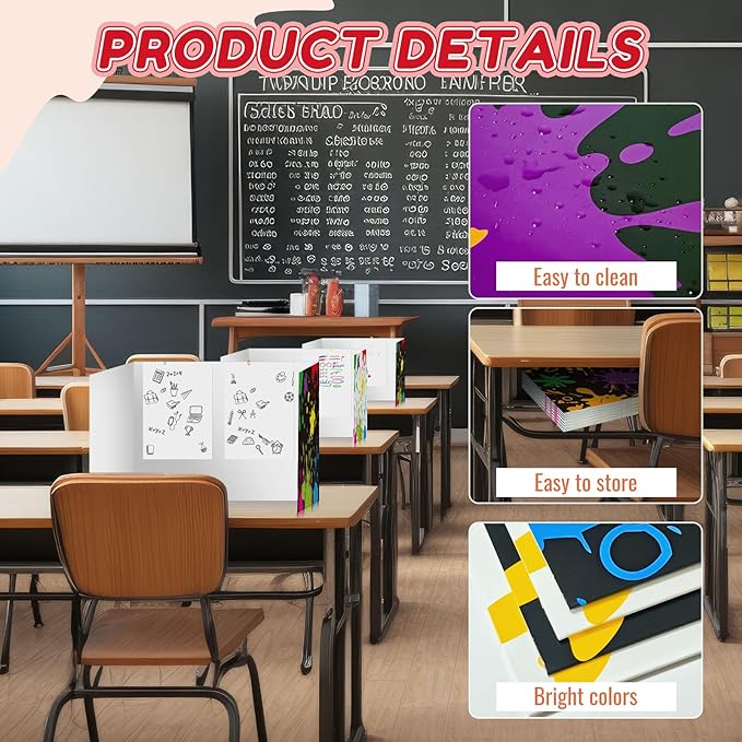 Cinrobiye 24 Pcs Inspirational Privacy Folders Standard for Students Cardboard Shields Test Privacy Boards Motivational Words Desk Dividers Shield for Classroom School Study Supplies (Ink)
