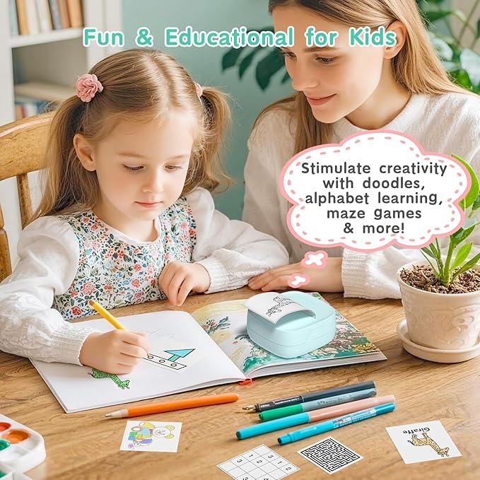 Gloryang JD-23 Sticker Printer, Mini Portable Thermal Printer Print Pod, Inkless Bluetooth Label Maker Machine for DIY Crafts, Journaling, Office & Home Use, Includes 2 Rolls Sticker Paper
