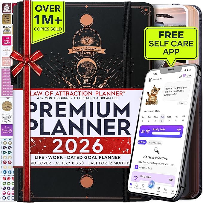 Law of Attraction Planner 2026 Deluxe with Productivity App | Weekly & Monthly Goal-Setting Planner, Life & Gratitude Journal | Include Foldable Vision Board, Gift Box & Stickers