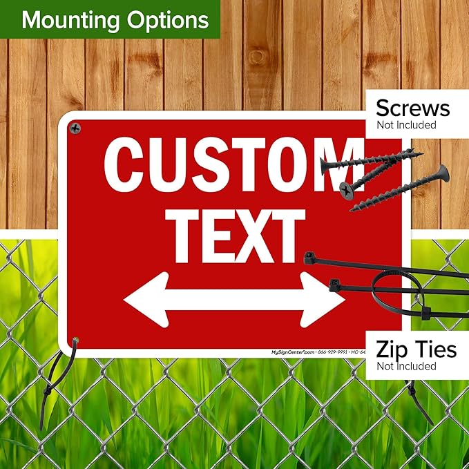 Custom Arrow,Custom Directional Sign, Two way Arrow,7x10 Inches, 55 mil thick HDPE (high density polyethylene) Made in USA by My Sign Center