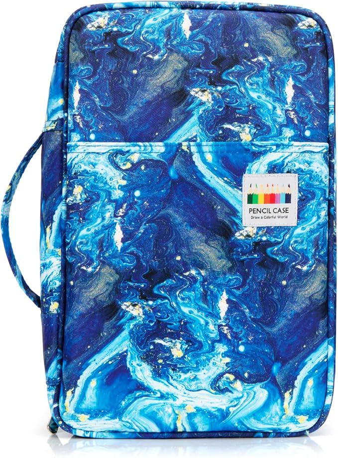 YOUSHARES Color Pencil Case 300 Slots - Oxford Colored Pencil Case with Zipper Holds 300 Colored Pencils or 200 Gel Pens for Prismacolor Colored Pencils & Gel Pen (Quicksand Blue)