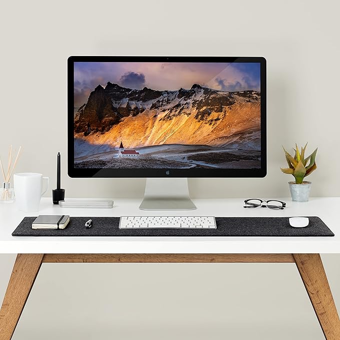 Wolvende Premium Felt Desk Mat | Medium 12" x 36" | Multifunctional Desk Pad for Home Office | Dark Gray