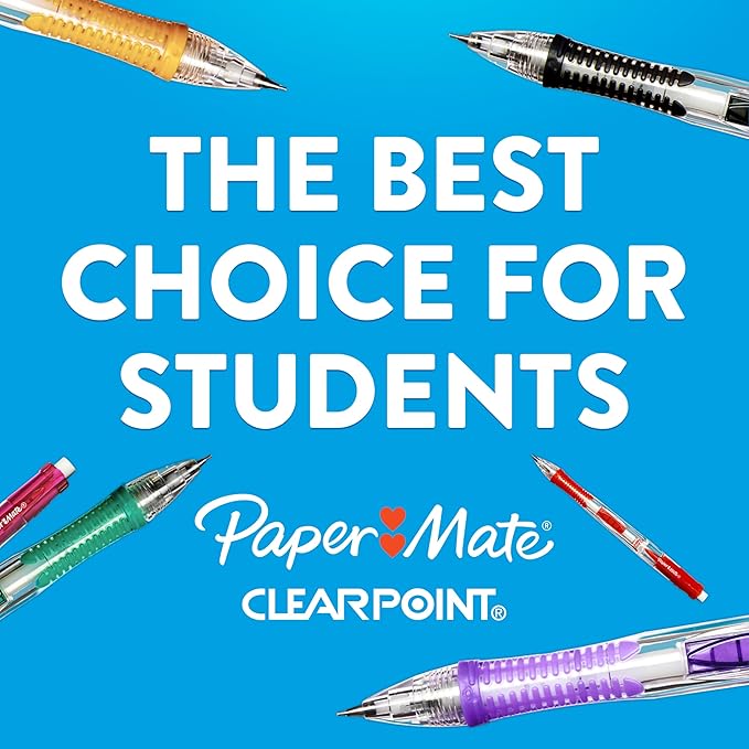 Paper Mate Clearpoint Mechanical Pencils, 0.7mm HB #2 Pencils, Assorted Barrel Colors, 6 Count - For Teacher, Office, School Supplies, Drawing, Drafting