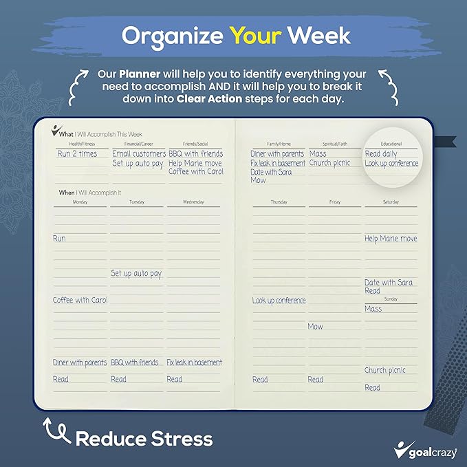 Undated Daily Planner to Achieve Your Goals 2025-2026 - 90 Day Guided Journal & Productivity Organizer with Goal Setting, Habit Tracker, To Do List, Academic & Work Calendar, Leather Hardcover - Navy