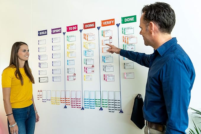 PATboard Kanban Board and Scrum Board – Full Toolset with 137 Scrum Cards for Whiteboard – Agile Kit, Agile Board, Kanban Board Kit – Scrum Tools, Project Management Tools