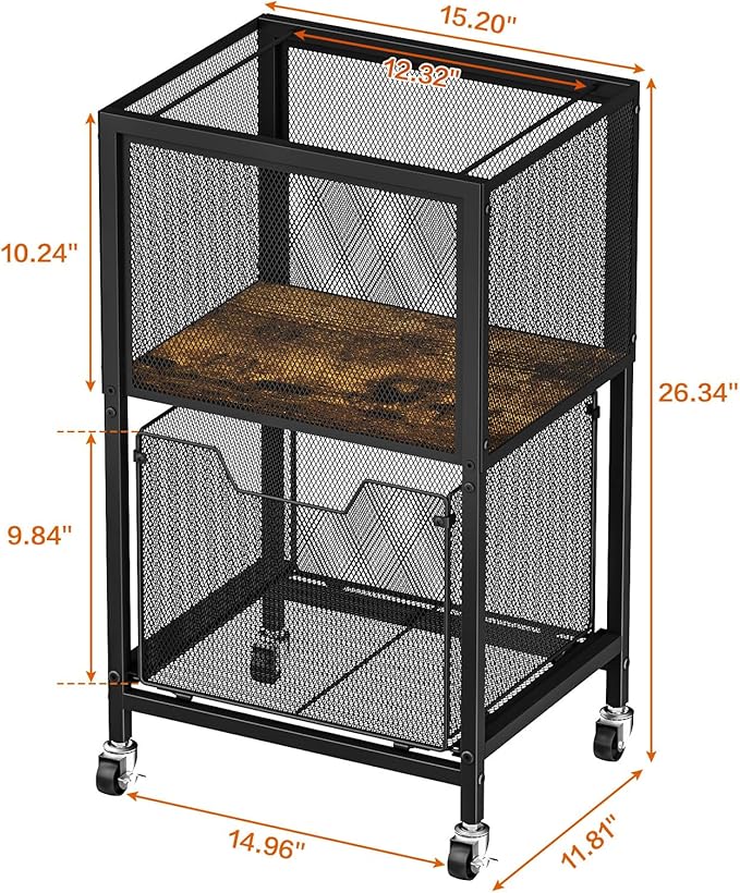 Tiaoheka Rolling File Cart, Mobile File Cabinet with Wheels Hanging Files, Hanging File Organizer Fit Letter/Legal Size Beside Under Desk for Office, Home（Patent Pending）