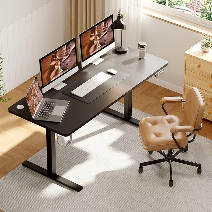 FitStand Adjustable Standing Desk, Large 79x31 Inches Standing Desk with Cable Management, Home Office Computer Desk with Memory Preset & Charging USB Port & Sedentary Reminder