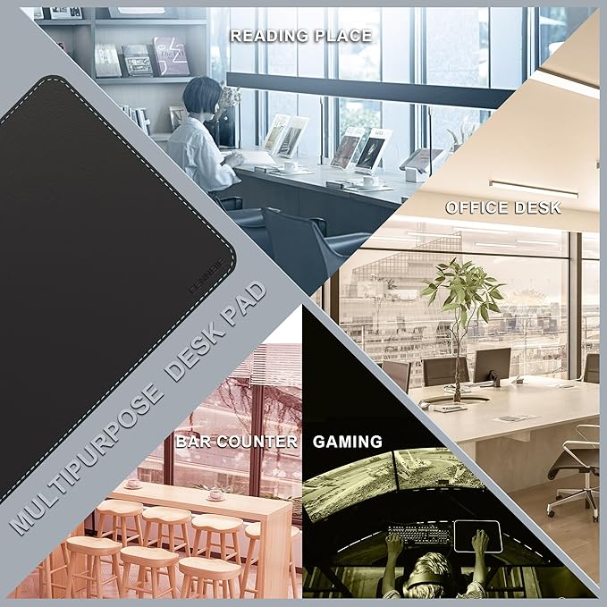 CENNBIE Leather Desk Mat Protector, XXL 74.8" x 23.6" Extra Large Leather Office Desk Pad Mat for Full Desk, Computer Desk Mat on top of desks - Oversized Large Mouse Pad (Black)
