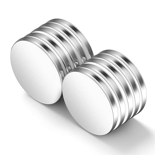 Neosmuk Super Strong Neodymium Magnets, Heavy Duty, Industrial Grade, Round, Silver, 10 Pack, 1.26 Inch Diameter x 0.126 Inch Thickness