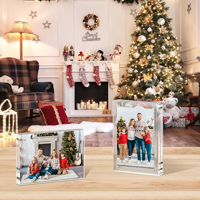 XINANDE 5x7 Acrylic Picture Frames 1 Pack, 10+10MM Premium Acrylic Photo Frame Magnetic Picture Frames Clear Double Holder-Sided, Free Standing Desktop Display, Best Gift for Family, Baby, Friend