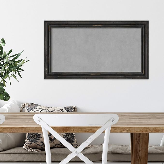 Amanti Art Black Framed Magnetic Board 15x27 Small Vision Board for use with Magnets, 100% Metal Sheet to Display Items as Office Decor or for Home Organization in mudroom, Kitchen or Kids Room
