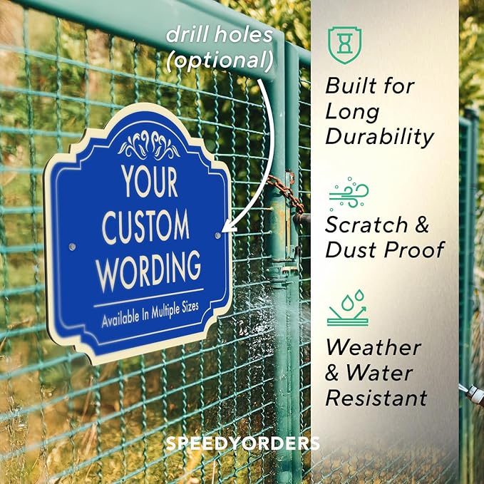 Custom Decorative Outdoor Metal Sign, Personalized Aluminum Driveway Waterproof Sign Made in USA, Design 2 Blue Steel 36x24 In