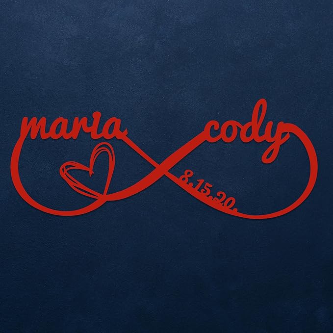 Personalized Valentines Day Metal Wall Sign, Custom Infinity Heart Love Couple Name Sign, Valentine Day Couple Gift, Metal Engagement Sign, Wedding Gift For Husband and Wife, Home Decoration