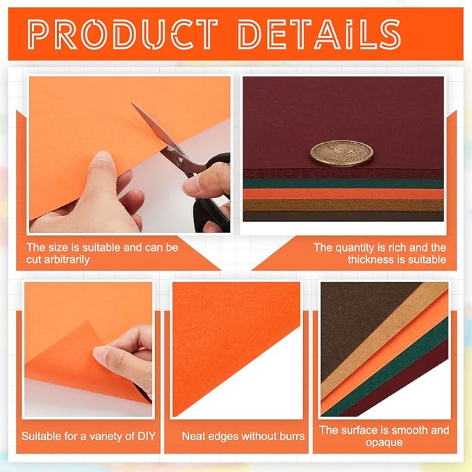 Sinmoe 100 Sheets 5 Shades Cardstock Paper 8.5 x 11 Inches 180gsm Solid Core Printer Paper for Scrapbooking DIY Arts Crafts Making Office Home Supplies (Autumn Color)