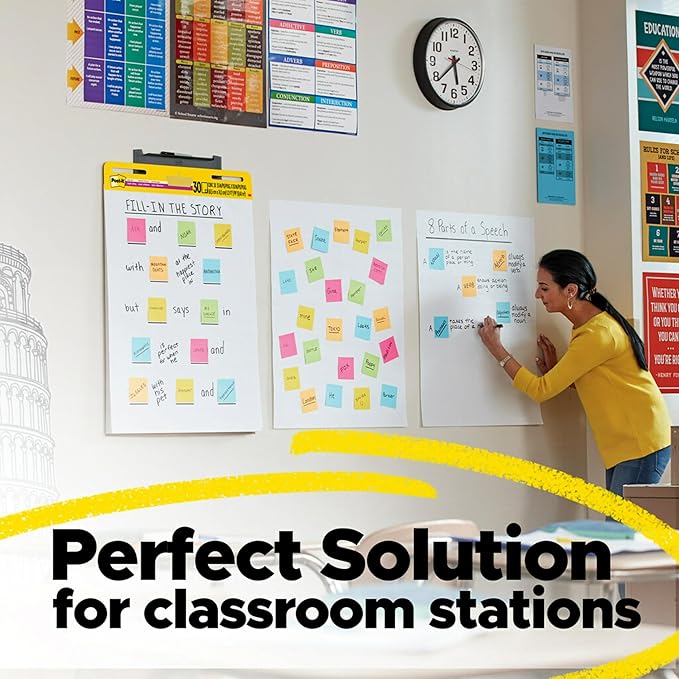 Post-it Super Sticky Easel Pad, 25 in x 30 in, White, 30 Sheets/Pad, 4 Pads/Pack, Great for Virtual Teachers and Students (559 VAD 4PK)