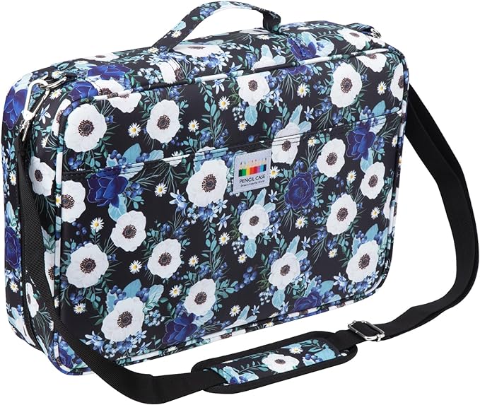YOUSHARES Big Capacity Colored Pencil Case - 480 Slots large Pen Case Organizer with Multilayer Holder for Prismacolor Colored Pencils & Gel Pen (Silver Lotus)