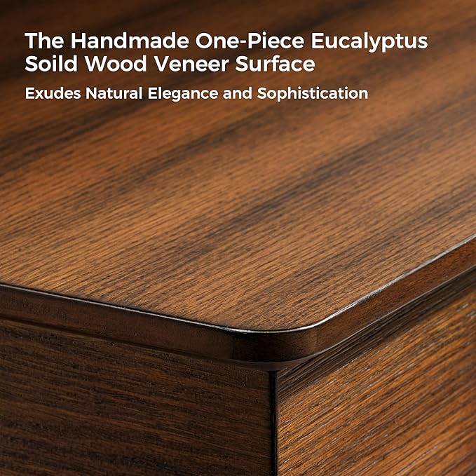 EUREKA ERGONOMIC Standing Desk, 63 inch Executive Desk with Drawers,Modern Trapezoidal Leg Luxury Home Office Computer Desk w Monitor Stand,Red Oak