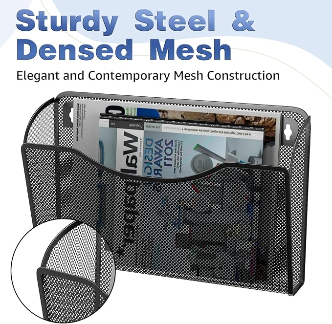 MINDEPOT Wall File Organizer,Hanging Wall Mounted File Folder Binder Holder Mail Organizer for Office,Home and School Supplies