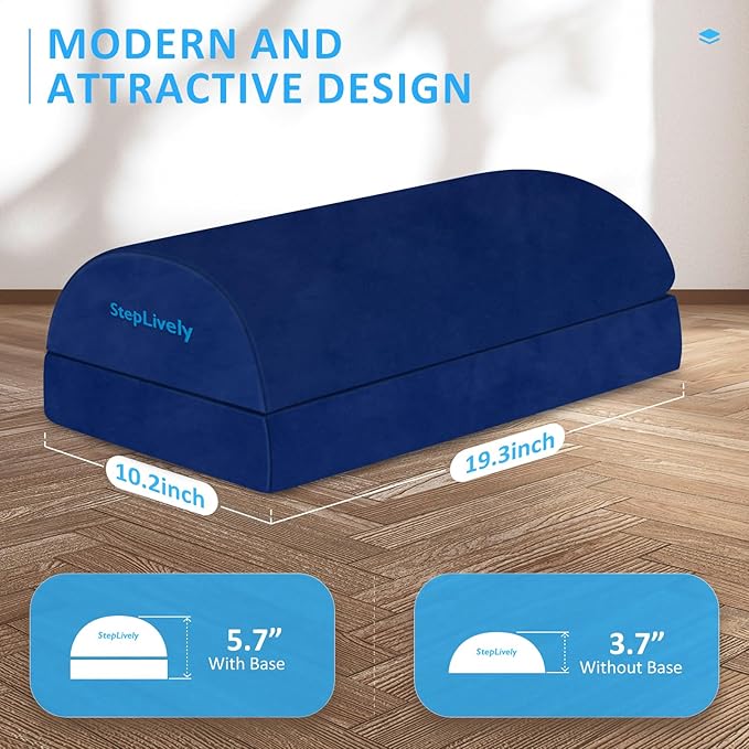 StepLively Foot Rest for Under Desk at Work, Comfortable Foot Stool with 2 Adjustable Heights, Footrest with Washable Cover, for Back & Hip Pain Relief, Suitable for Office, Home, Car, Blue, X-Large