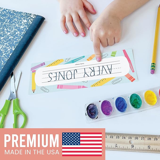 Desk Name Tags for Classroom -25 Student Name Plates for Classroom Kindergarten, Preschool, 1st, 2nd & 3rd Grade, 9x3 Teacher Nameplates for Student Desks & Cubbies, Pastel Nametags
