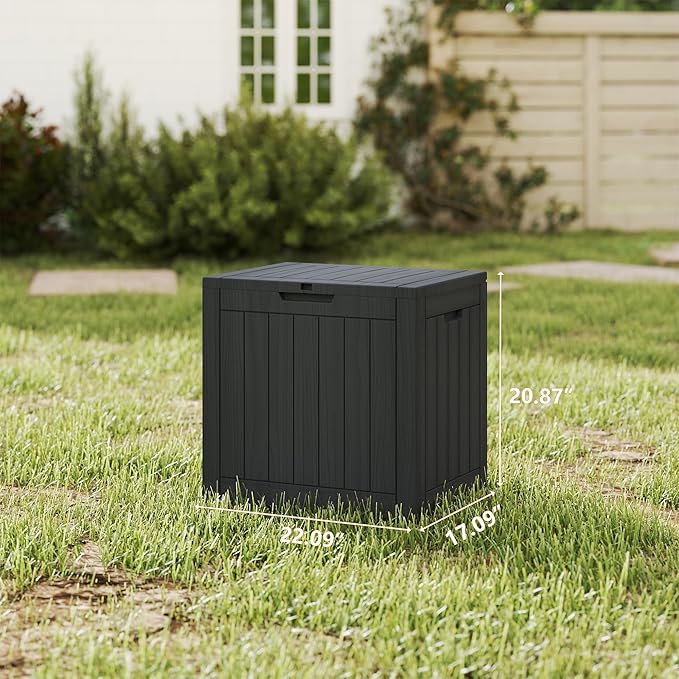 Yardgrace 35 Gallon Outdoor Storage Box Waterproof, Resin Deck Boxes with Lockable Lid & UV-Resistant for Patio, Pool, Garden Furniture Cushions & Accessories, Black