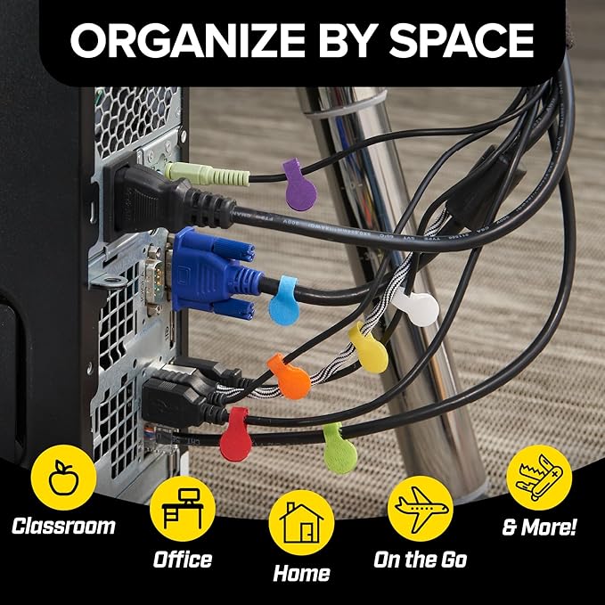Wrap-It Storage - Mini Multi-Color Cable Labels (60 Pack) - Colorful Charger & Wire Labeler